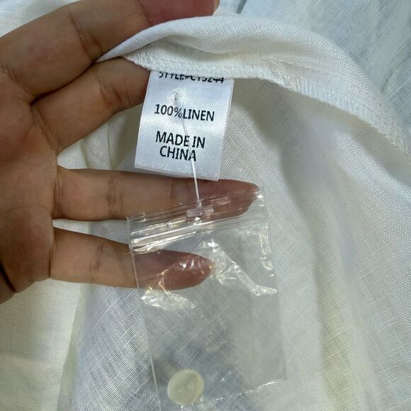 Collection by Cezele White Linen Button Down Shirt - Picture 7 of 11